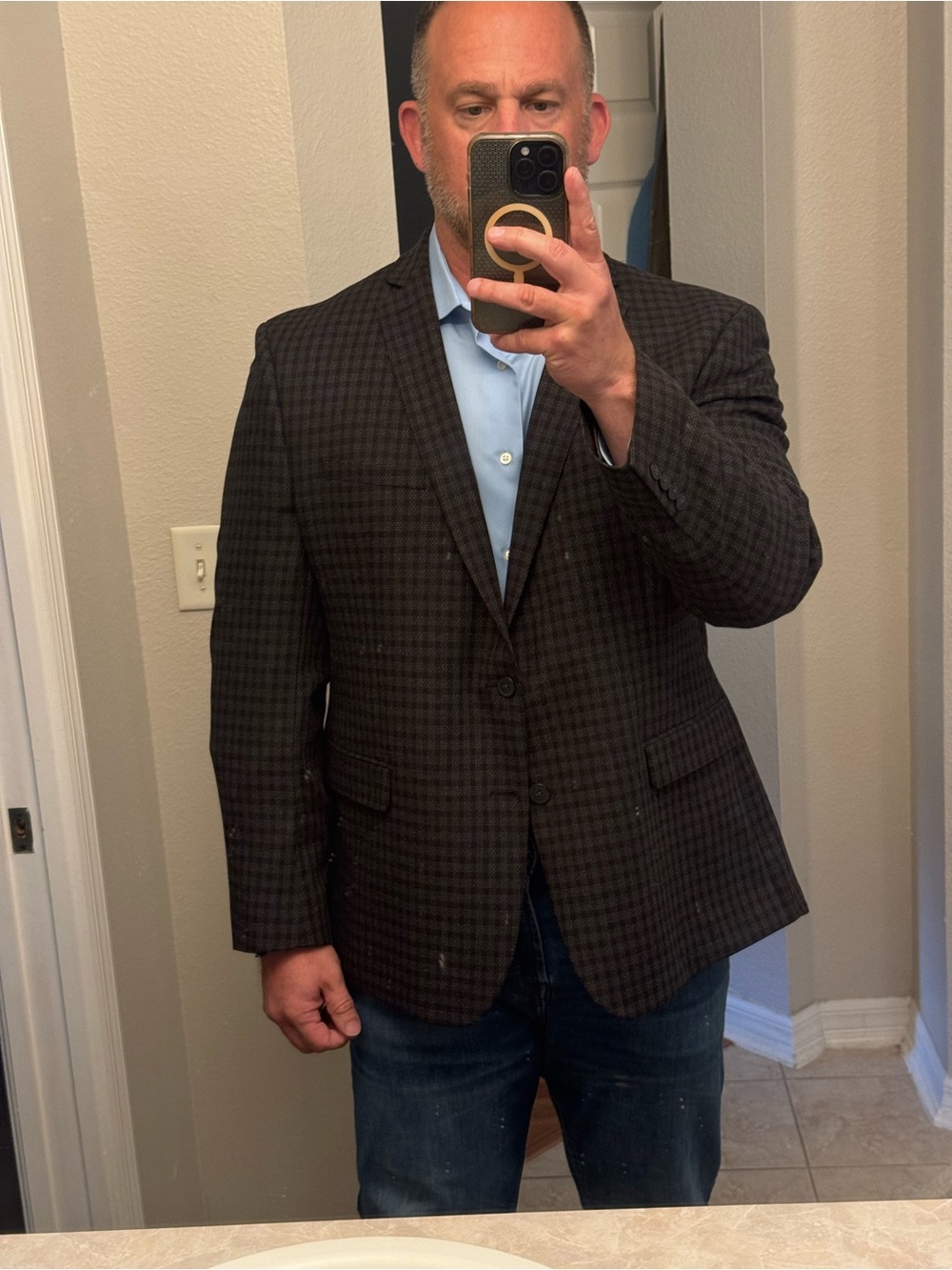 Haggar Brown & Black Check Sport Coat